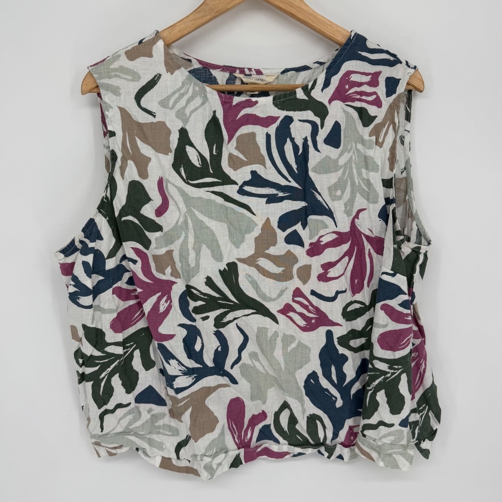 Seasalt Cornwall Linen Color Study Top Abstract Floral Coastal Vacation 18